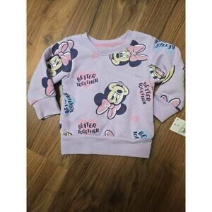 Minnie Mouse Sweater Girls Size 12 Months Graphic Fleece Long Sleeve Purple 5967
